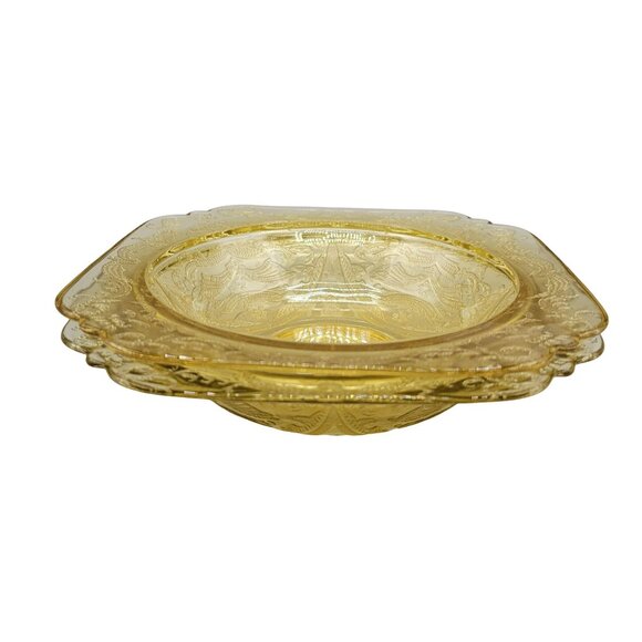 1930's Depression Glass Rim Soup Bowl Federal Madrid Amber Set of Two - Picture 2 of 9